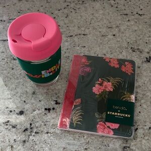 Ban.do Endless Possibilities glass travel mug and Ban.do x Starbucks notebooks
